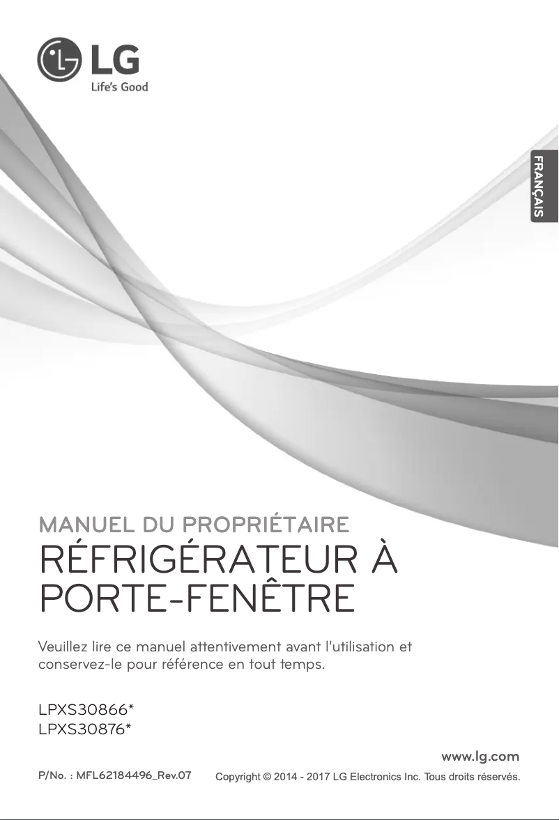 Page 1 de la notice Manuel utilisateur LG LPXS30866D