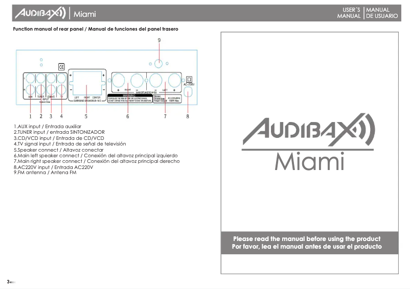Image de la première page du manuel de l'appareil Miami