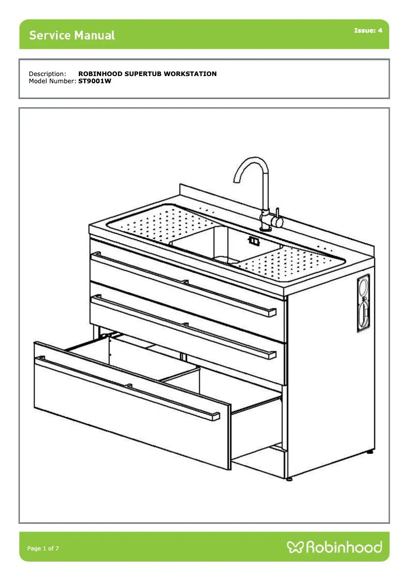 Page 1 de la notice Fiche technique Robinhood ST9001WA
