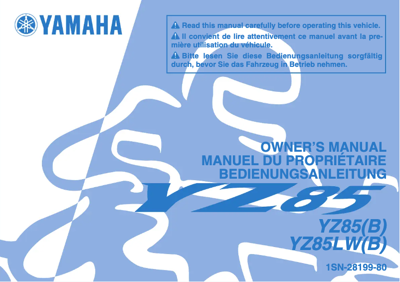 Image de la première page du manuel de l'appareil YZ85LW (2011)