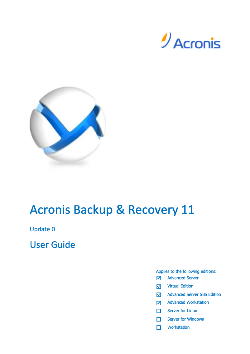 Image de la première page du manuel de l'appareil Backup & Recovery Advanced Server - 11.0