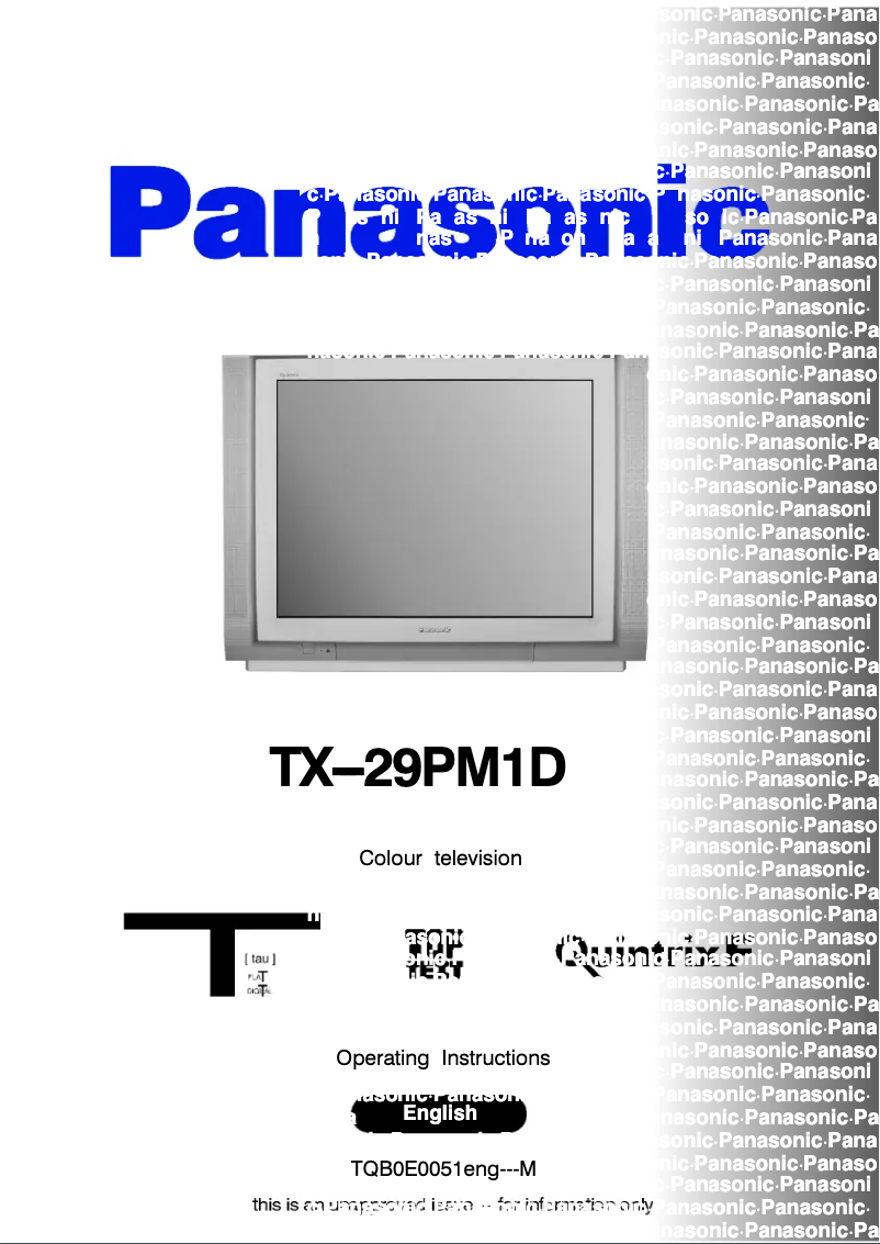 Page 1 de la notice Manuel utilisateur Panasonic TX-29PM1D