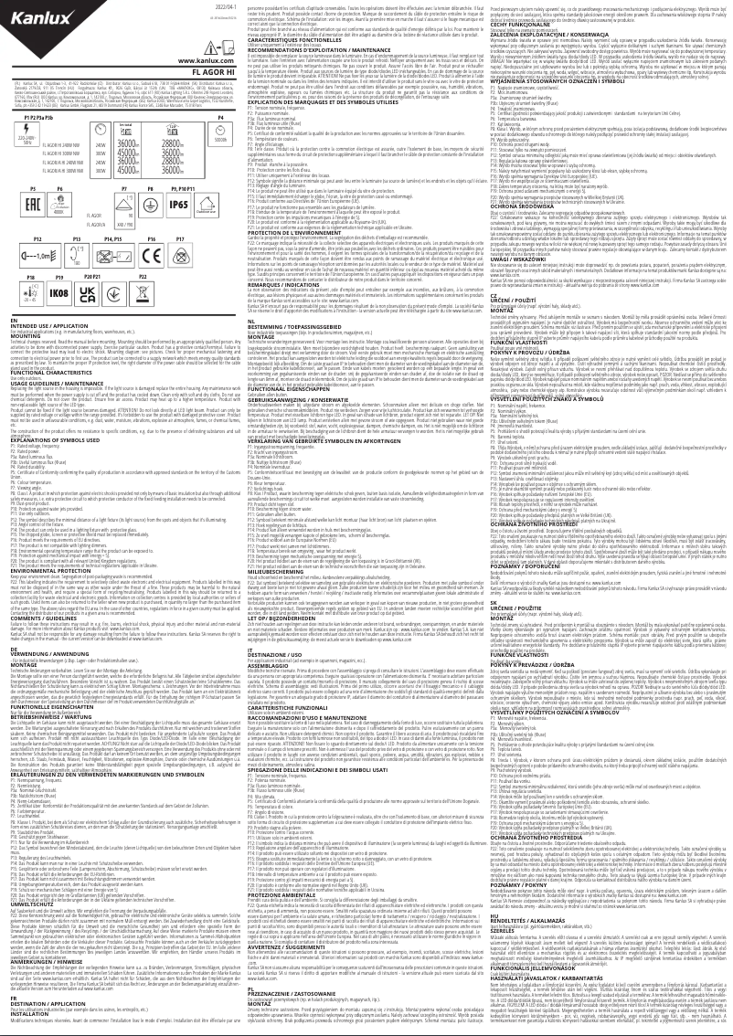 Imagen de la primera página del manual del dispositivo FL AGOR HI 240W NW