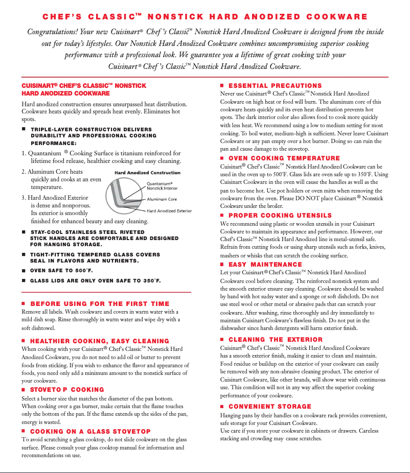 Page 1 de la notice Manuel utilisateur Cuisinart Chef's Classic 655-35