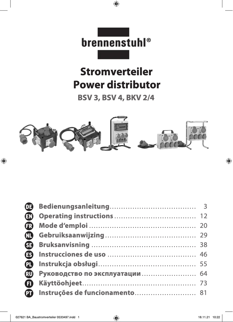 Page 1 de la notice Manuel utilisateur Brennenstuhl BSV 3