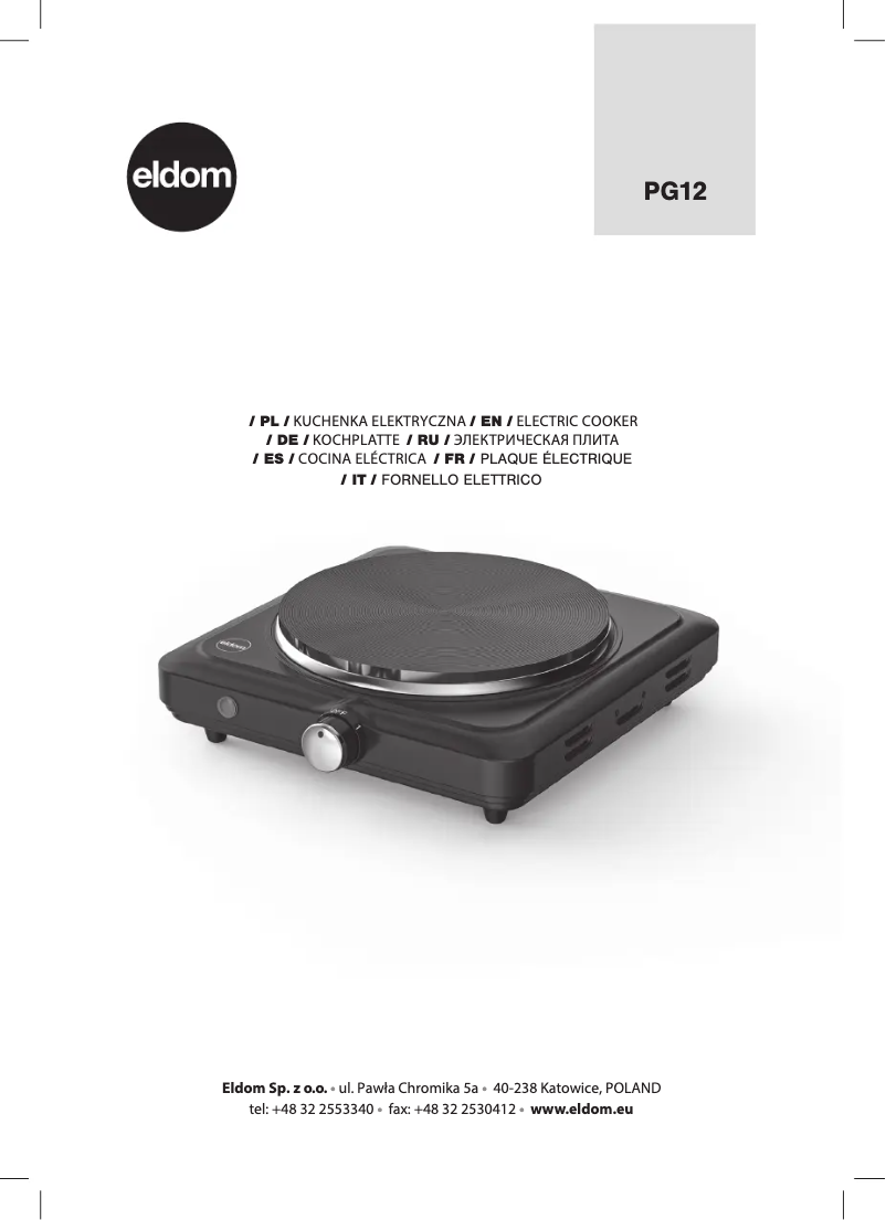 Page n°1 - Manuel utilisateur Eldom MASTER SOLO PG12