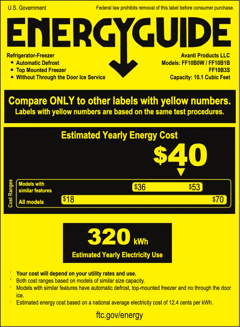 Page n°1 - Label énergétique Magic Cool MCR10WI