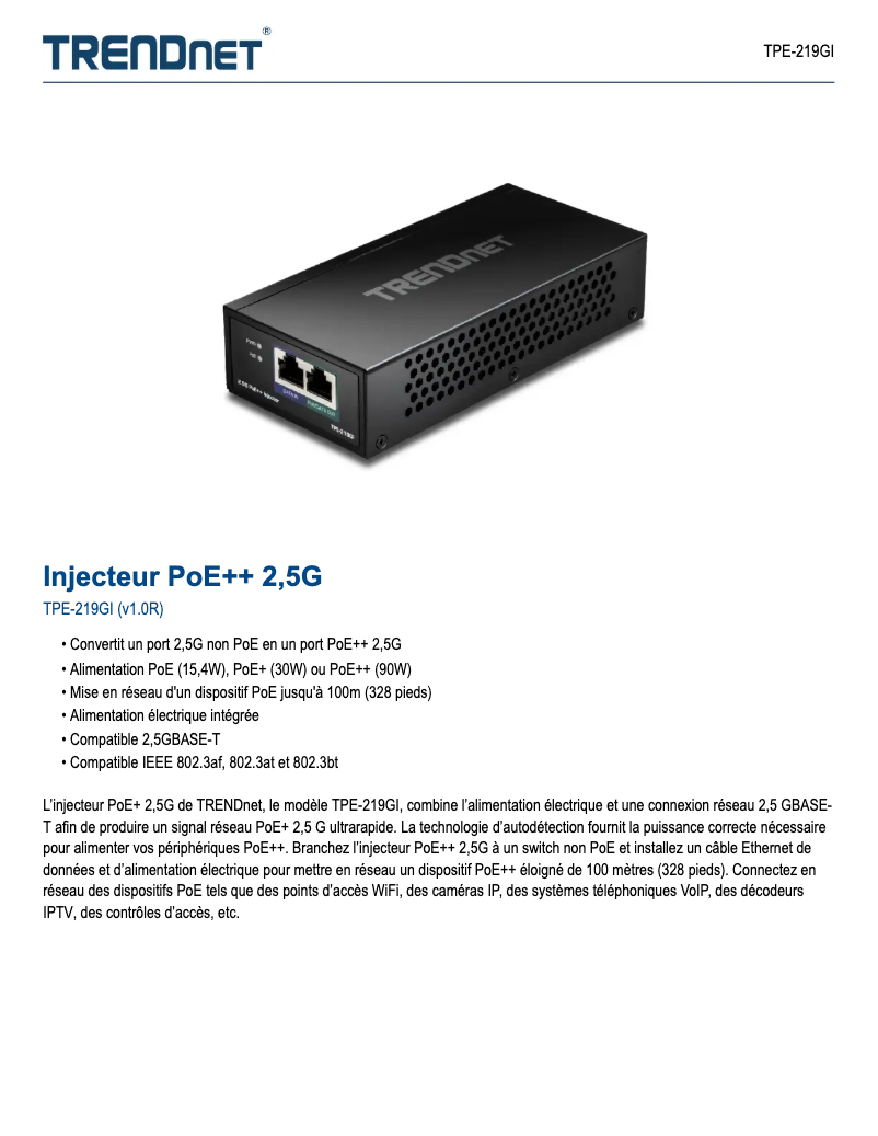 Image de la première page du manuel de l'appareil TPE-219GI