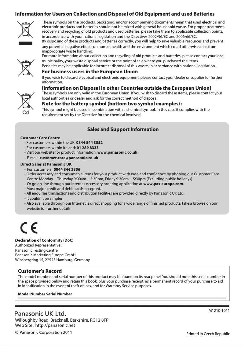 Page 1 de la notice Manuel utilisateur Panasonic TX-P50C3B