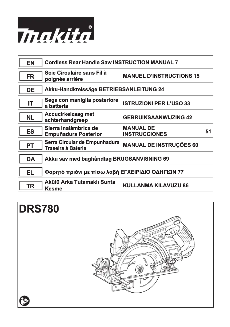 Page n°1 - Manuel utilisateur Makita DRS780Z
