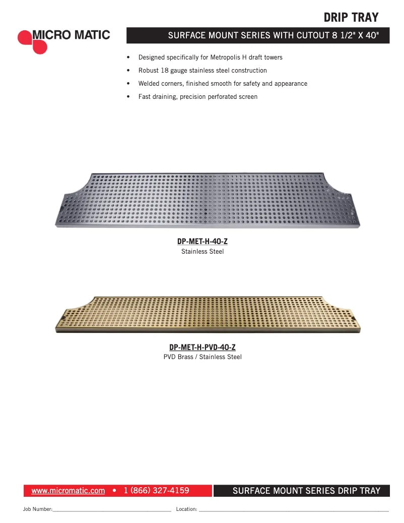 Page 1 de la notice Manuel utilisateur Micro Matic DP-MET-H-40-Z
