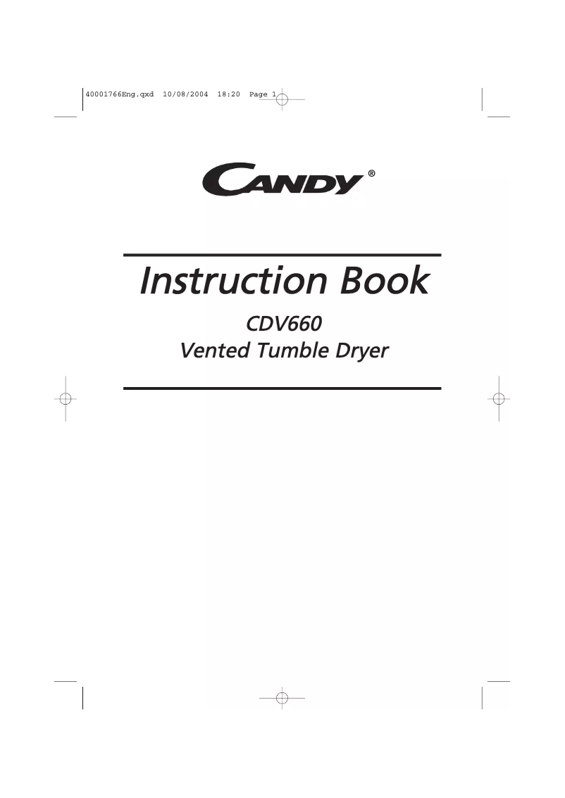 Page 1 de la notice Manuel utilisateur Candy ABCDV660-37