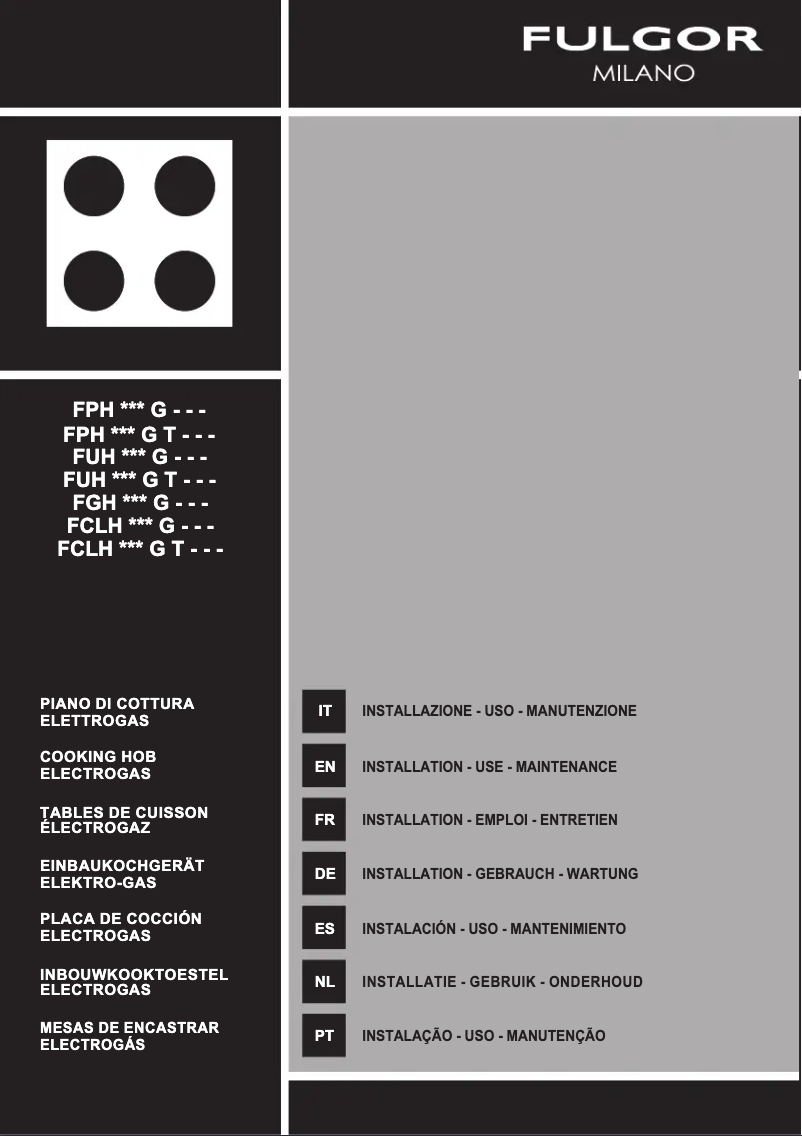 Page n°1 - Manuel utilisateur Fulgor Milano FPH 604 G WK BKG