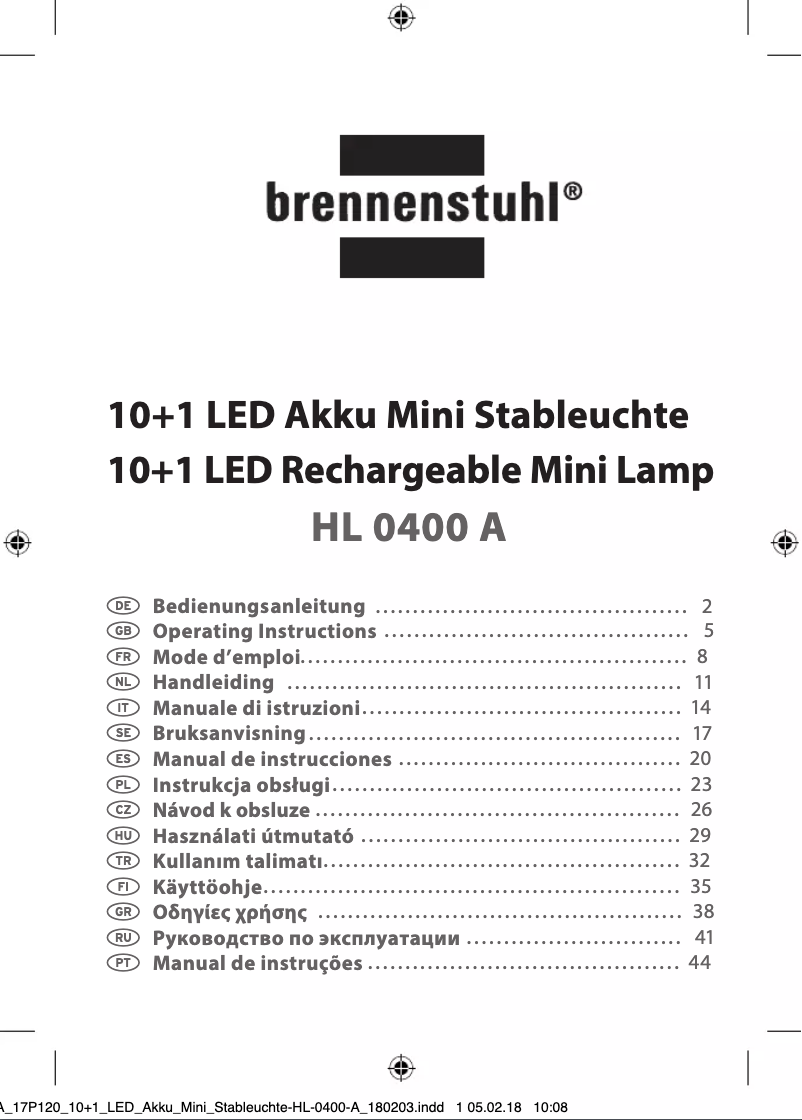 Page 1 de la notice Manuel utilisateur Brennenstuhl HL 0400 A