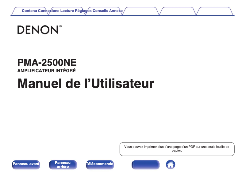 Page 1 de la notice Manuel utilisateur Denon PMA-2500NE