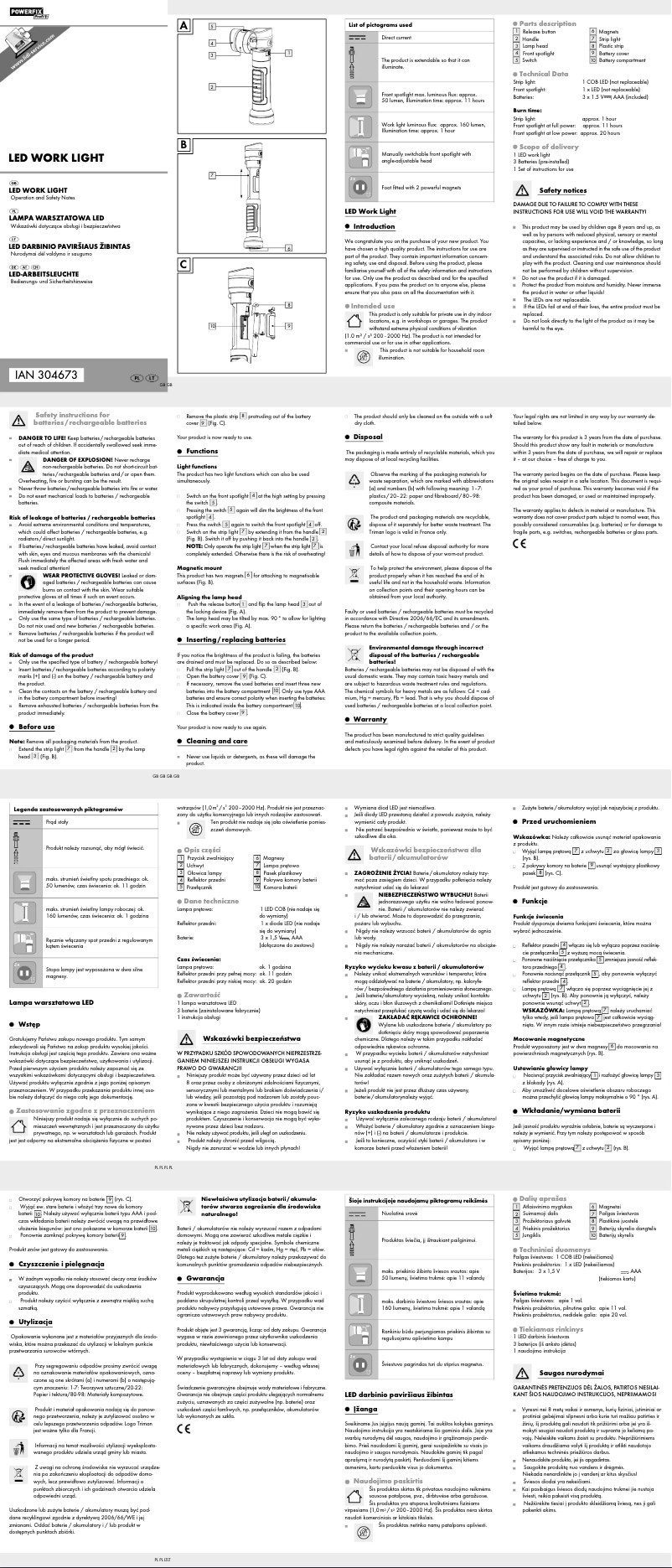 Page 1 de la notice Manuel utilisateur Powerfix HG01092E