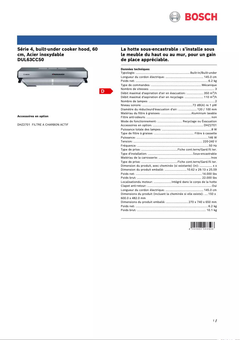 Image de la première page du manuel de l'appareil DUL63CC50