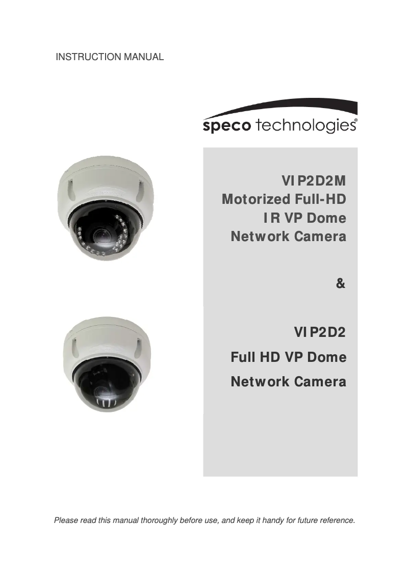 Page 1 de la notice Manuel utilisateur Speco Technologies VIP2D2M