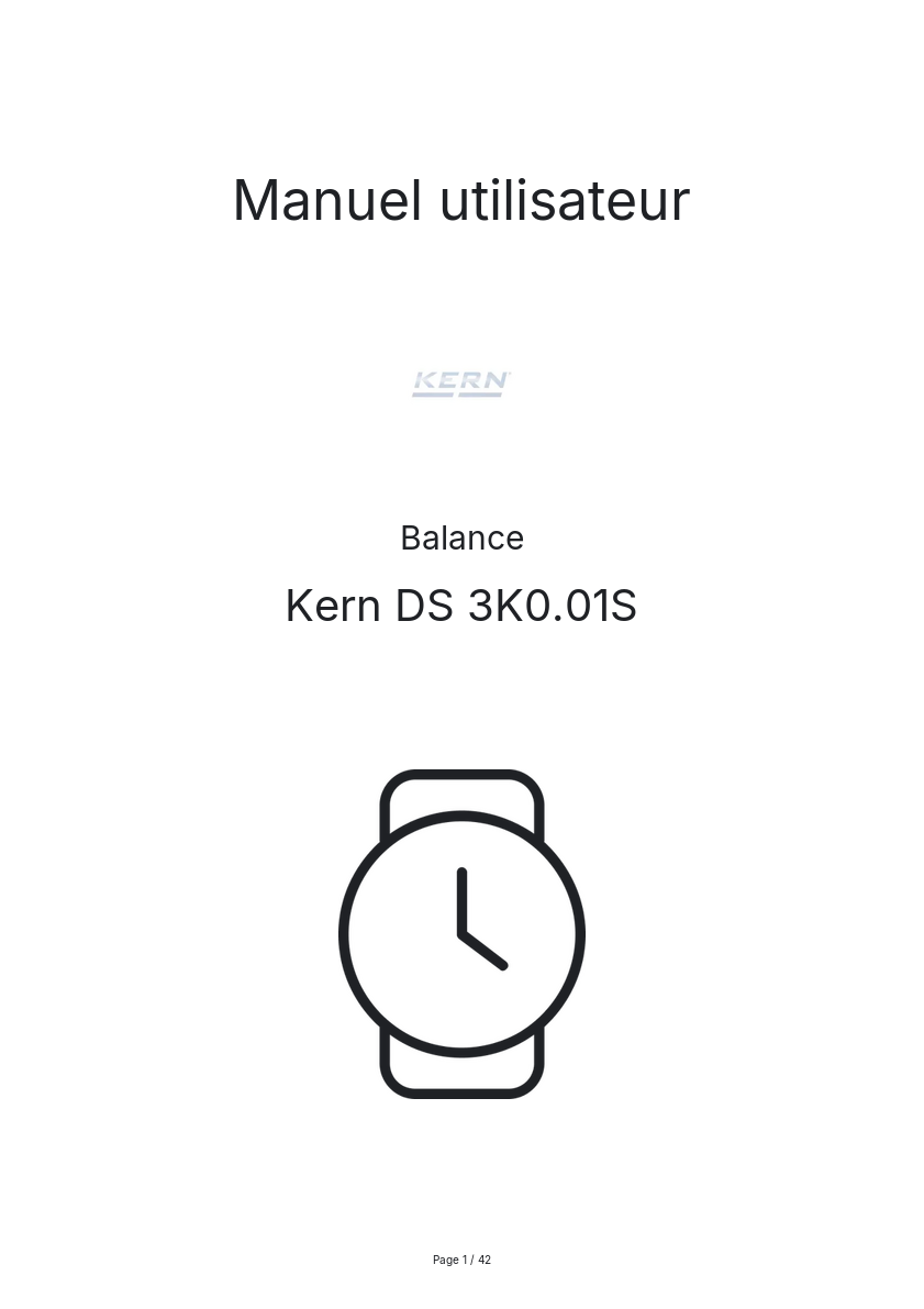 Page n°1 - Manuel utilisateur Kern DS 3K0.01S