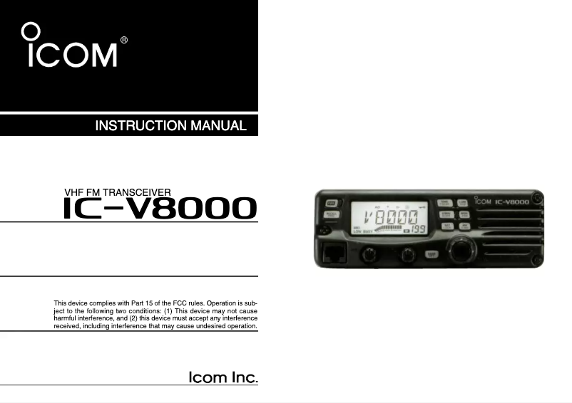 Image de la première page du manuel de l'appareil IC-V8000