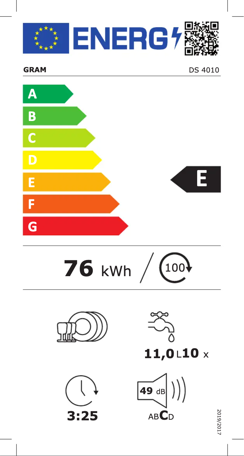 Page 1 de la notice Label énergétique Gram DS 4010