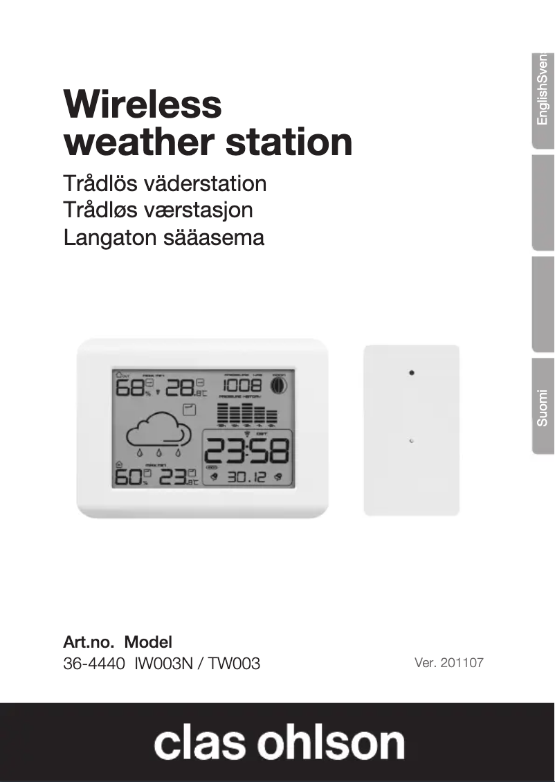 Página 1 del manual Manual de usuario Clas Ohlson IW003