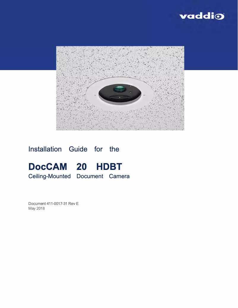Image de la première page du manuel de l'appareil DocCAM 20 HDBT