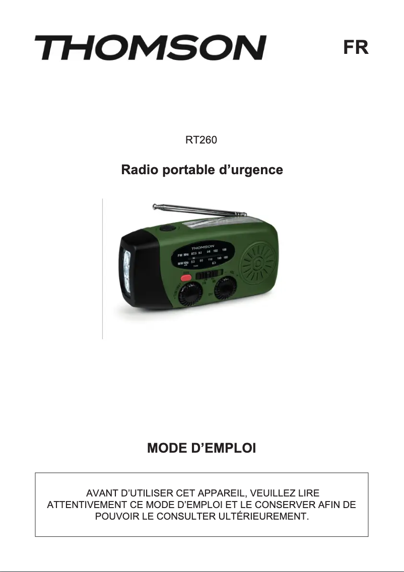 Image de la première page du manuel de l'appareil RT260