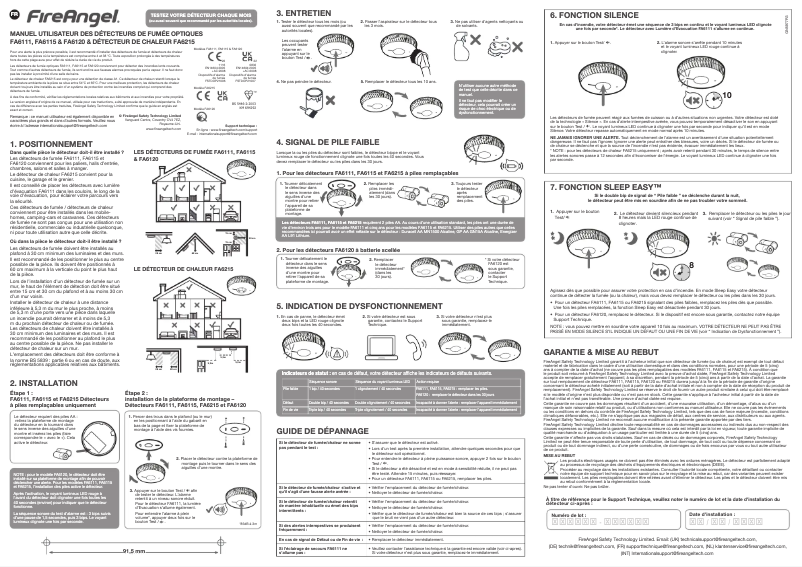 Page 1 de la notice Manuel utilisateur FireAngel FA6120