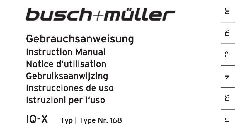 Page 1 de la notice Instructions / montage Busch + Müller IQ-X