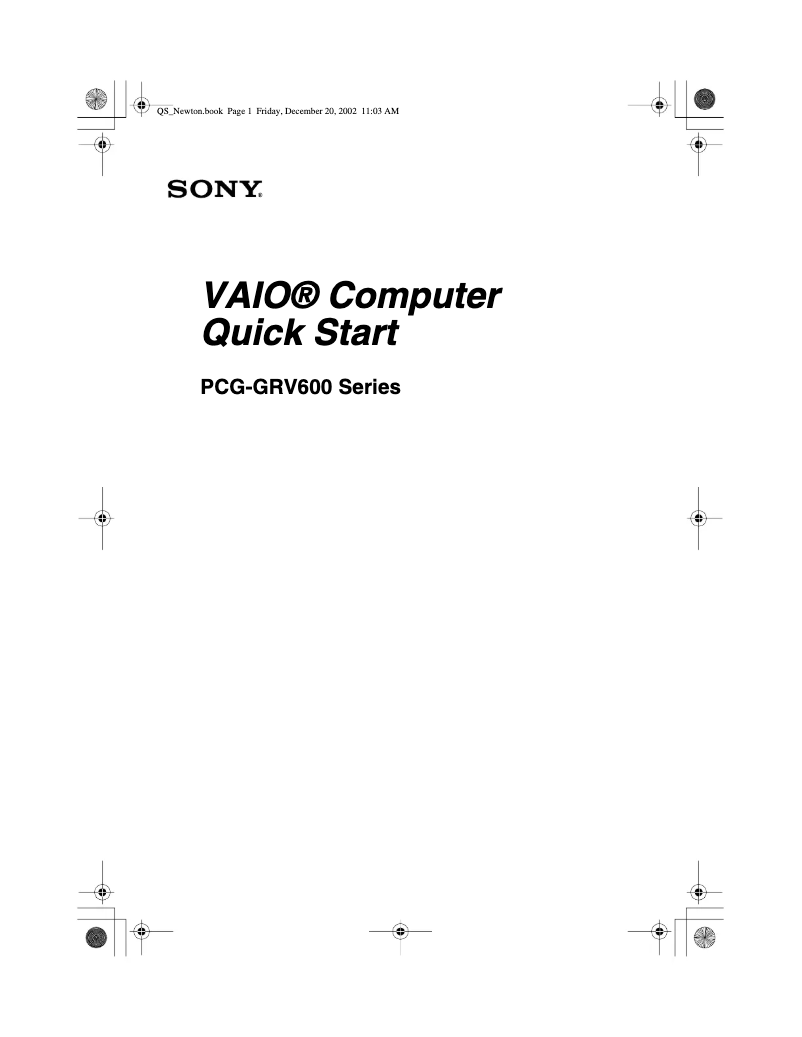 Imagen de la primera página del manual del dispositivo Vaio PCG-GRV670
