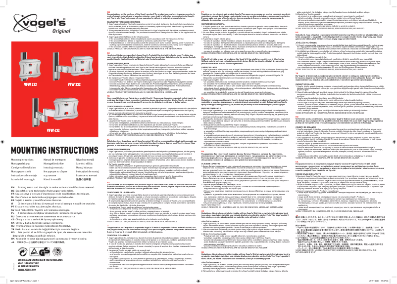 Page 1 de la notice Manuel utilisateur Vogel's VFW 432