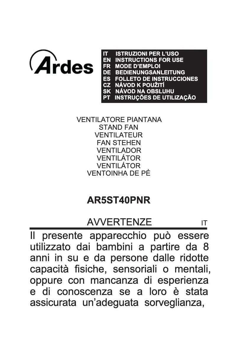 Page n°1 - Manuel utilisateur Ardes AR5ST40PNR