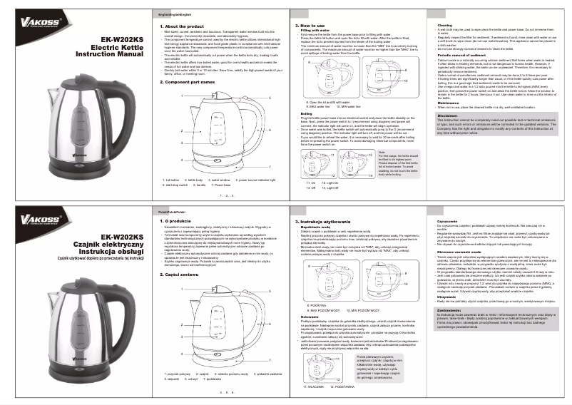 Image de la première page du manuel de l'appareil EK-W202KS