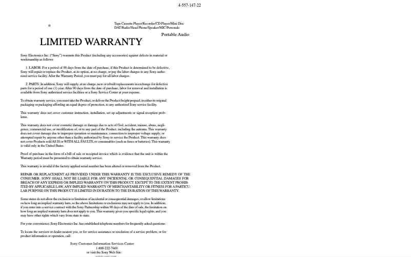Page 1 de la notice Manuel utilisateur Sony ICF-2001