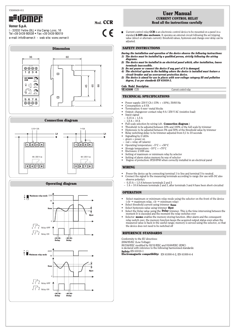 Image de la première page du manuel de l'appareil CCR
