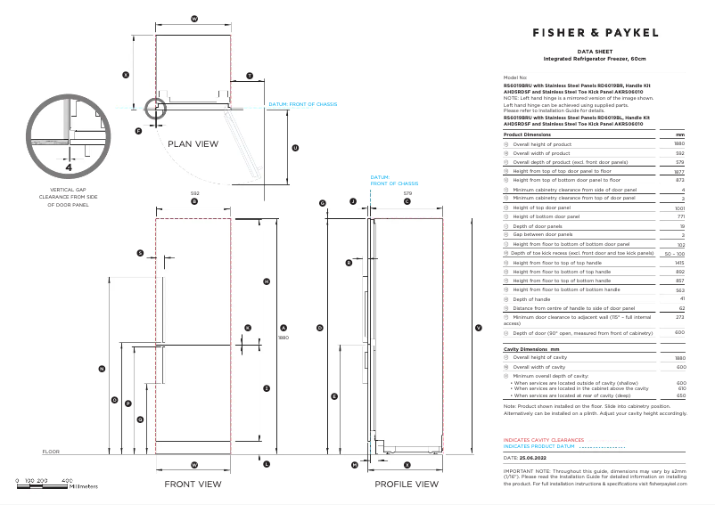 Page n°1 - Fiche technique Fisher & Paykel RS6019BRU1