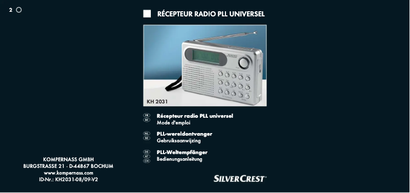 Page n°1 - Manuel utilisateur SilverCrest KH 2031