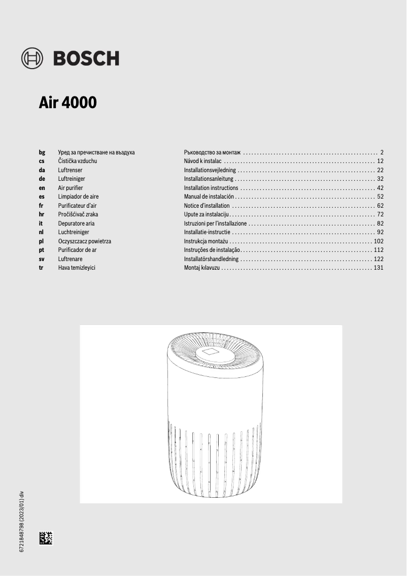 Page n°1 - Manuel utilisateur Bosch Air 4000