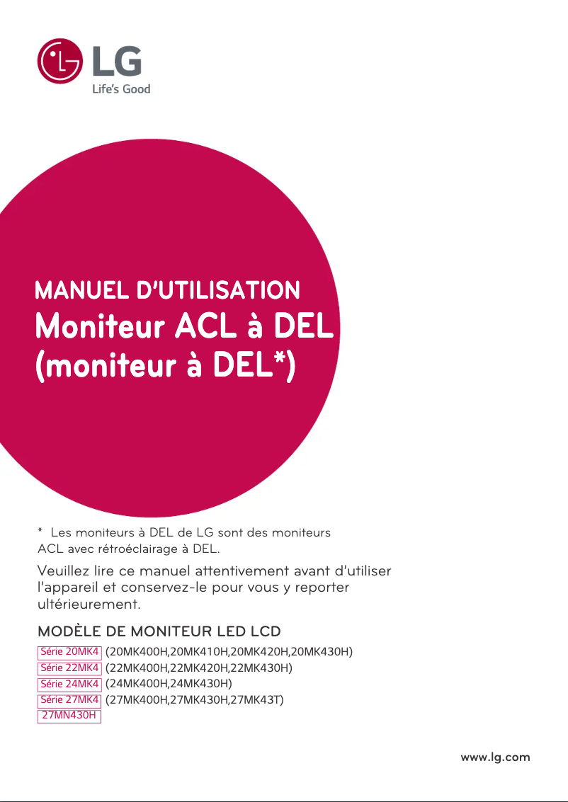 Page n°1 - Manuel utilisateur LG 27MK43T