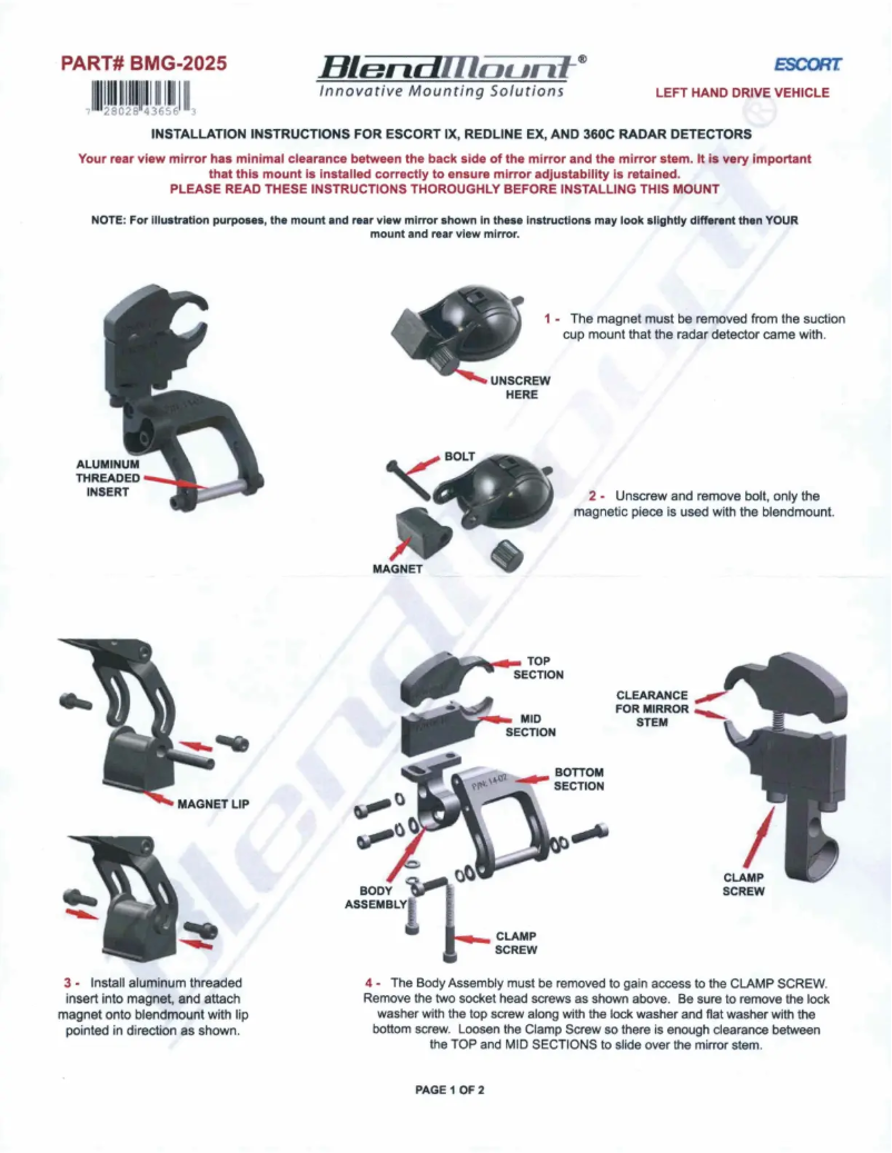 Image de la première page du manuel de l'appareil BMG-2025