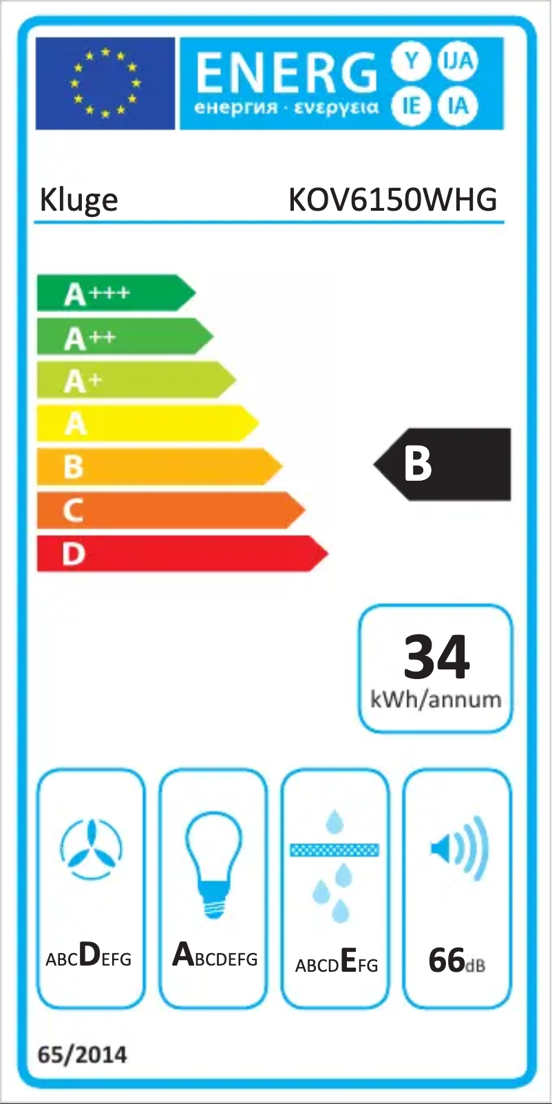 Page n°1 - Label énergétique Kluge KOV6150WHG