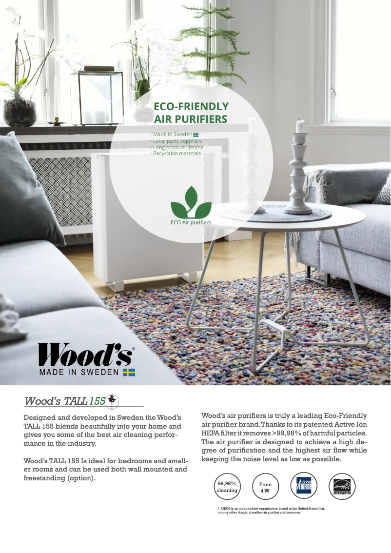 Página 1 del manual Ficha técnica Wood's TALL 150