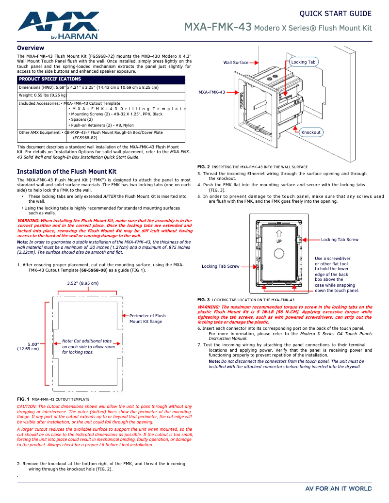 Page n°1 - Manuel utilisateur AMX MXA-FMK-43