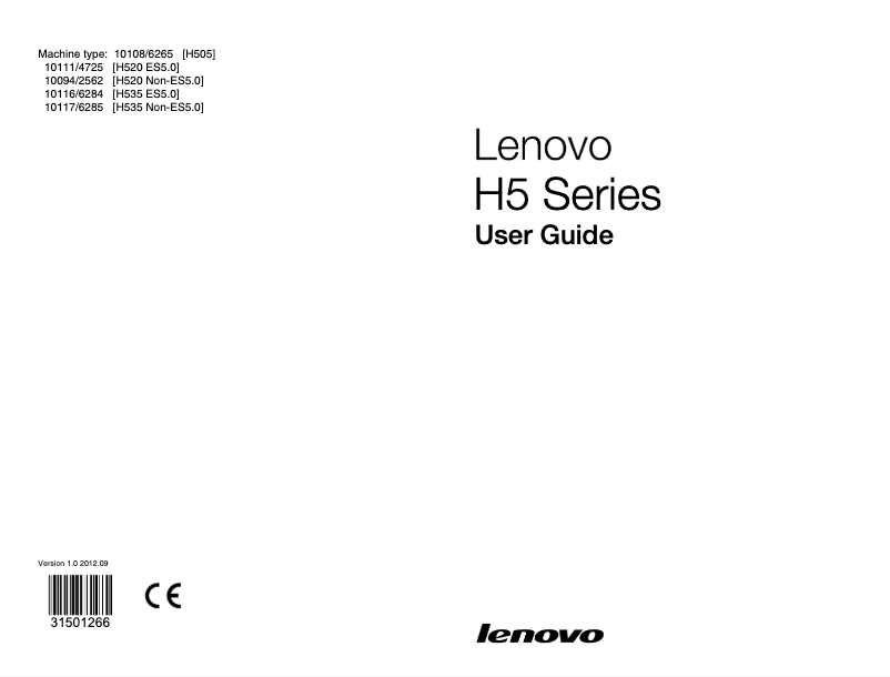 Page n°1 - Manuel utilisateur Lenovo IdeaCentre H520