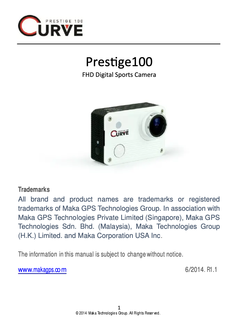 Page 1 of the manual User Manual Curve Prestige 100