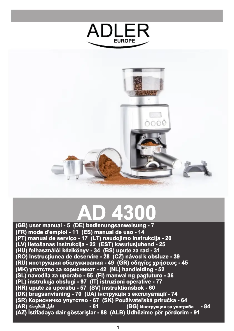 Image de la première page du manuel de l'appareil AD 4300