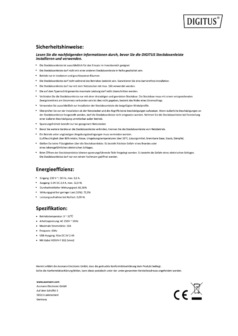 Page n°1 - Manuel utilisateur Digitus DA-70620