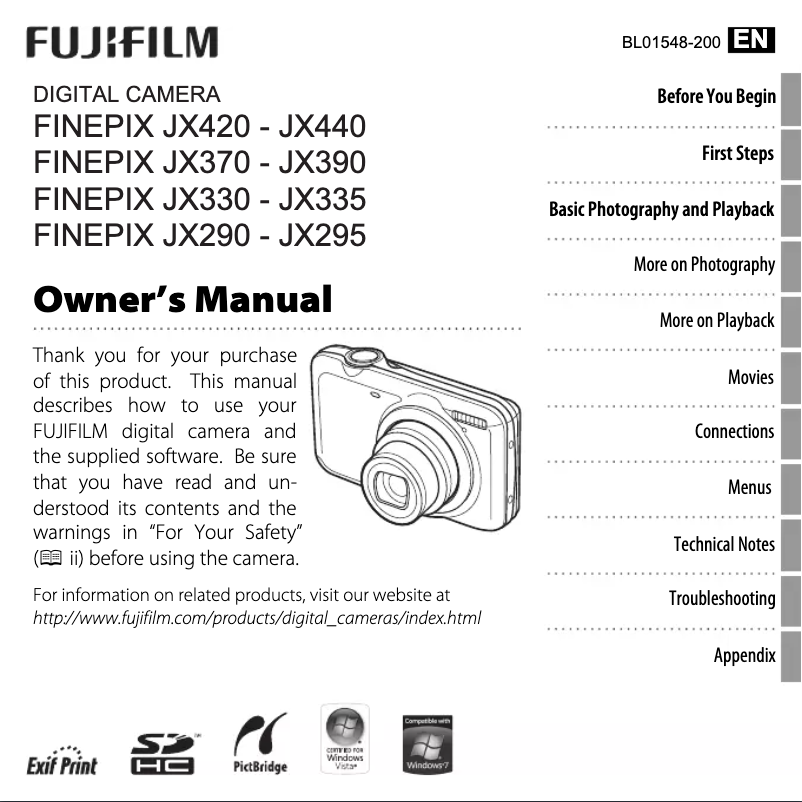 Page n°1 - Manuel utilisateur Fujifilm Finepix JX390