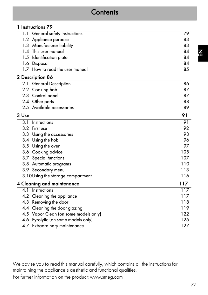 Page 1 de la notice Brochure Smeg CPF9GPBL